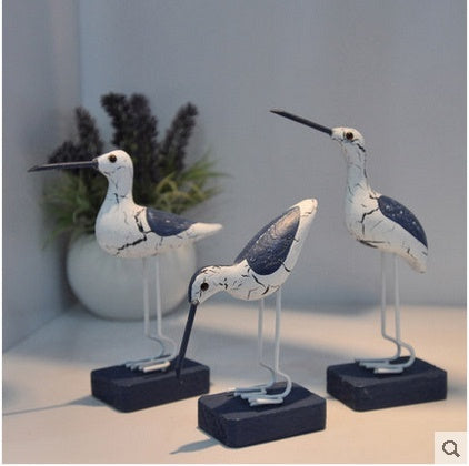 Wooden Navy Seabirds Mediterranean Style Sculpture Home Decoration Craft Y4QC