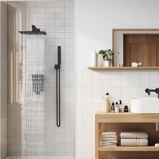 Rain Shower System With Storage Shelves Wall-mounted