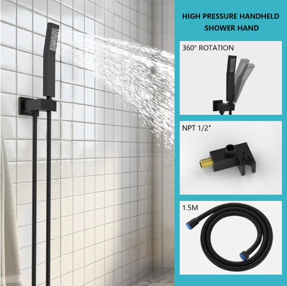 Rain Shower System With Storage Shelves Wall-mounted