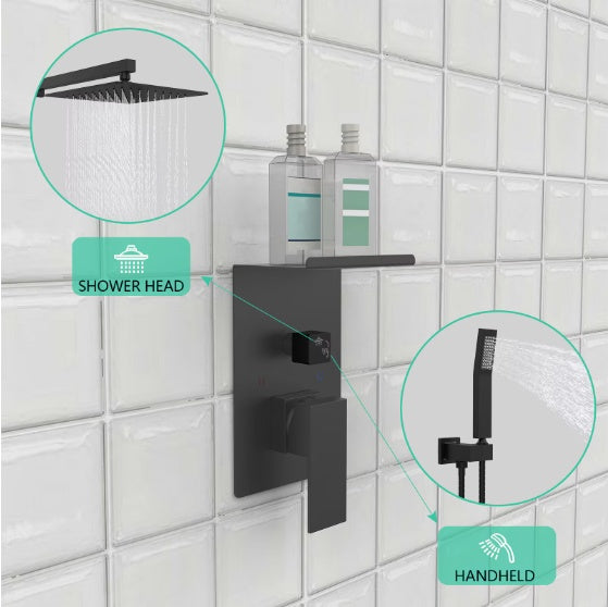 Rain Shower System With Storage Shelves Wall-mounted