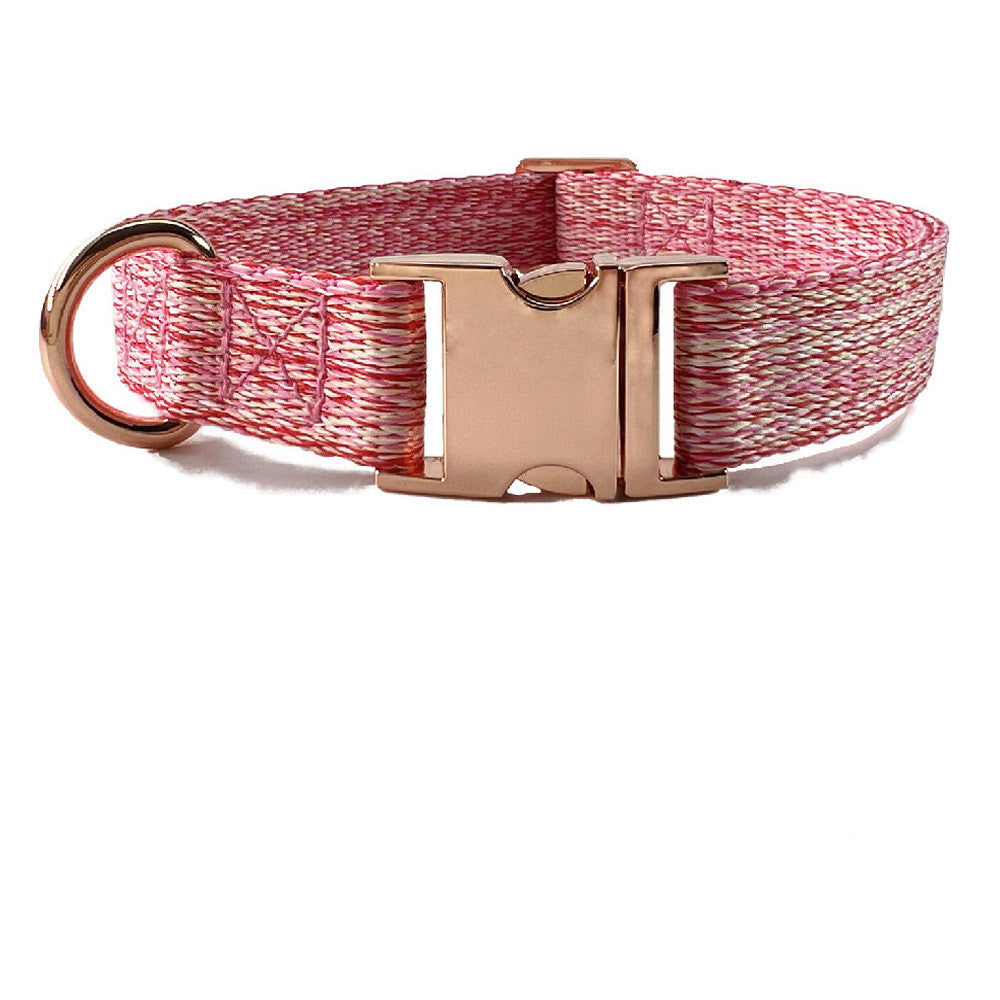 Faux Linen Metal Buckle Collar Dog Leash