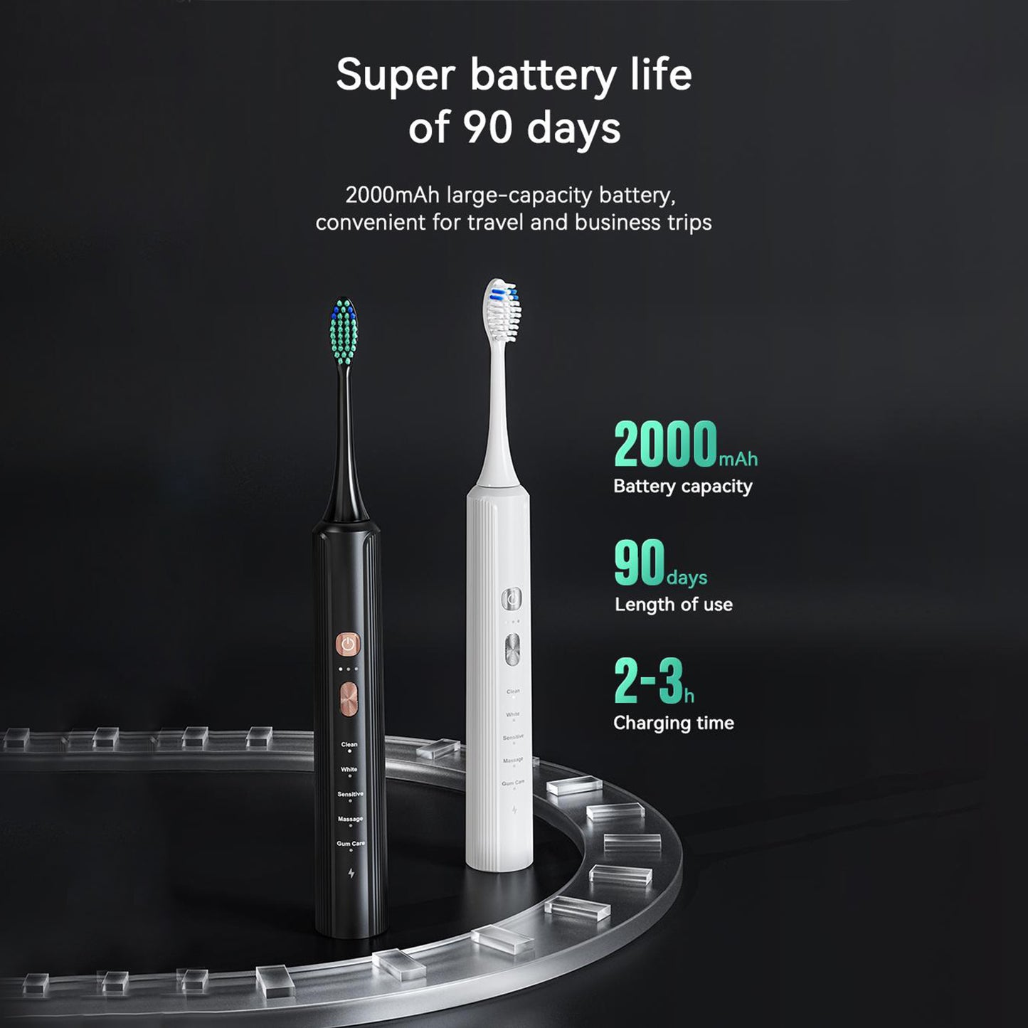 Aquasonic Black Series Ultra Whitening Toothbrush    ADA  Approved Electric Toothbrush   8 Brush Heads And Travel Case, 40,000 VPM Electric Motor And Wireless Charging, 4 Modes With Smart Timer