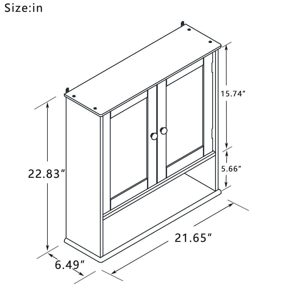 Bathroom Wall Cabinet With Doule Mirror Doors And Shelvs