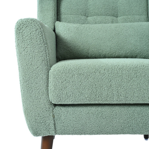 Modern Upholstered Chairs, Teddy Fabric Living Room Chairs, Comfortable Reading Chairs, Medieval Decorative Chairs, Chaise Longues Armchairs For Living Room Bedrooms - Light Green