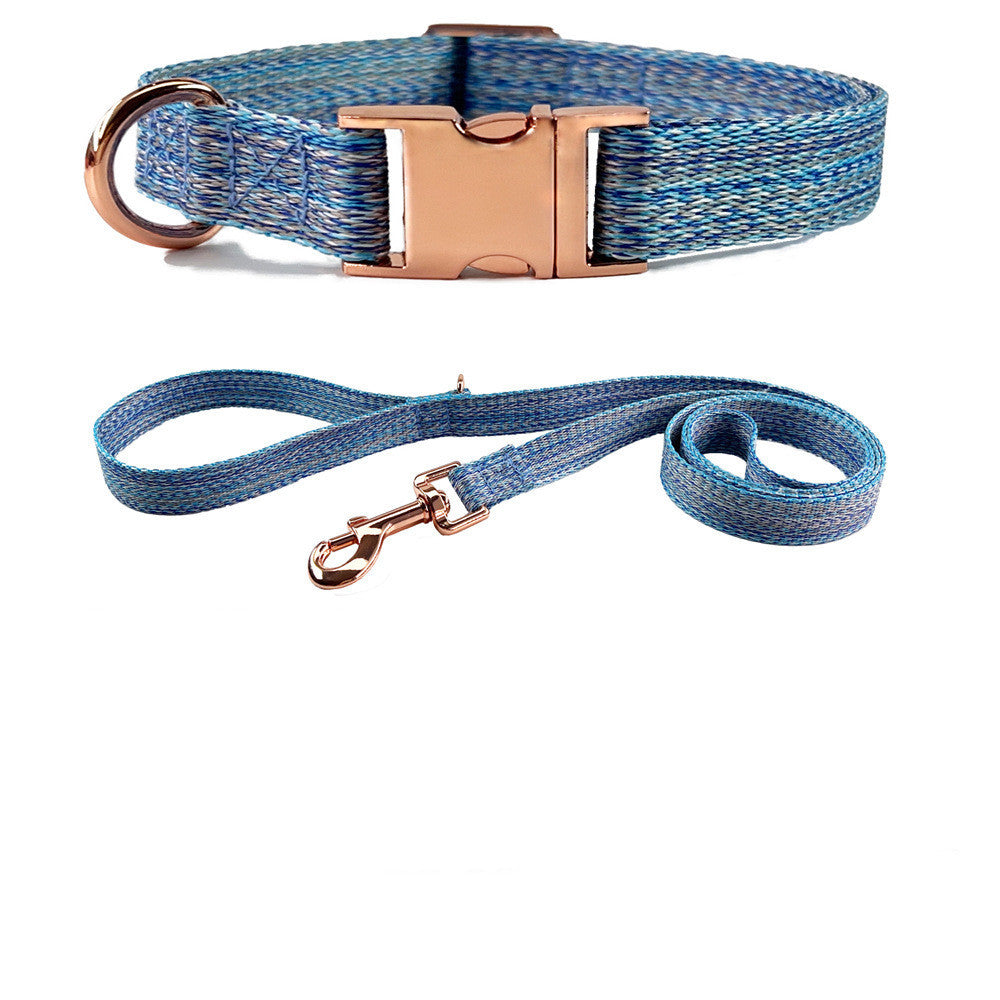 Faux Linen Metal Buckle Collar Dog Leash