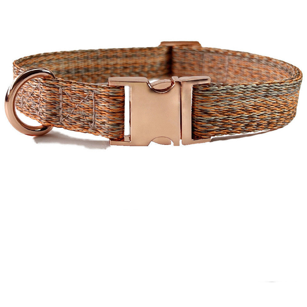 Faux Linen Metal Buckle Collar Dog Leash