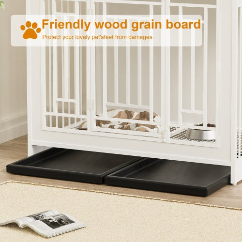 43.3 Inch Large Dog Kennel Furniture, Wooden Kennel With Divider