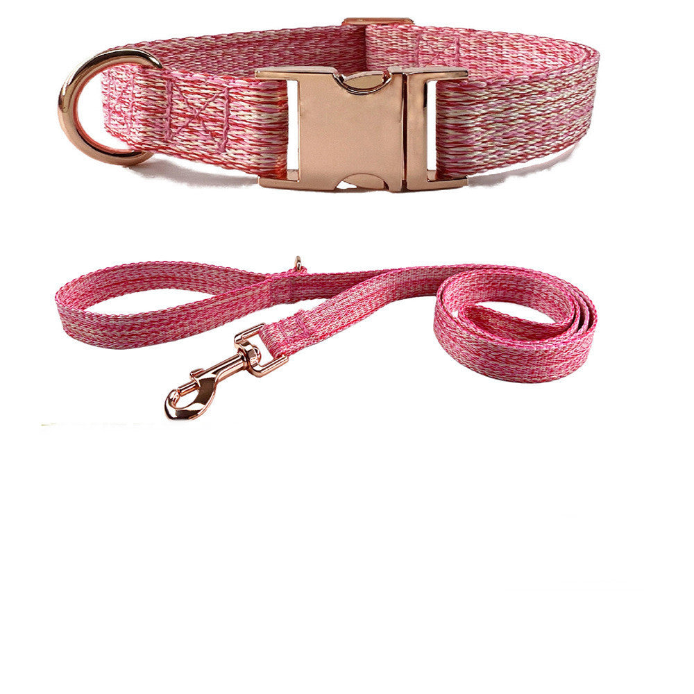 Faux Linen Metal Buckle Collar Dog Leash