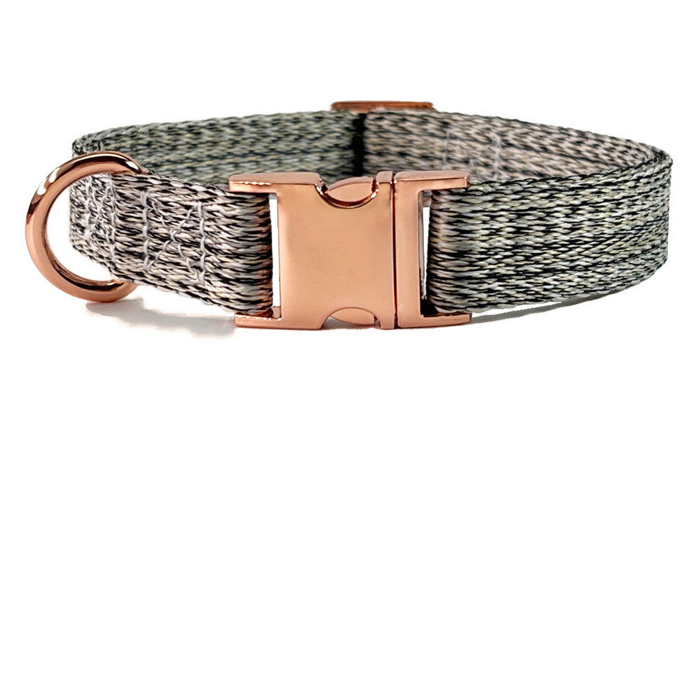 Faux Linen Metal Buckle Collar Dog Leash