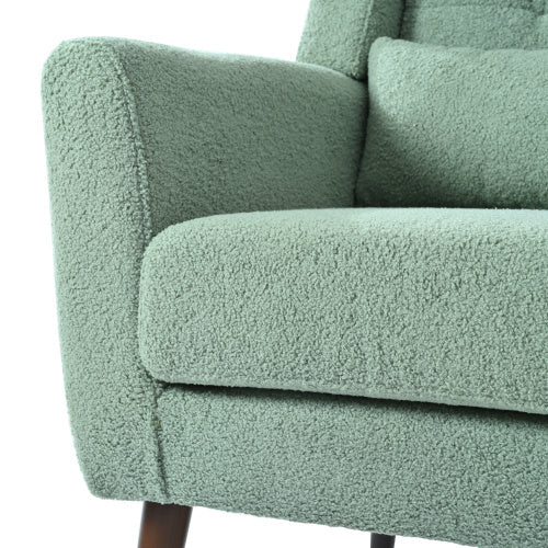 Modern Upholstered Chairs, Teddy Fabric Living Room Chairs, Comfortable Reading Chairs, Medieval Decorative Chairs, Chaise Longues Armchairs For Living Room Bedrooms - Light Green